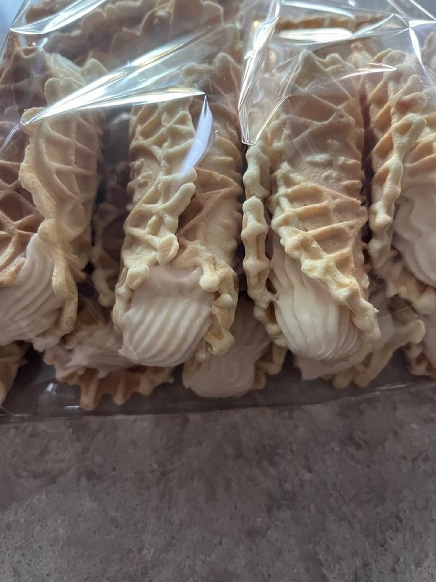 Vanilla Cream Filled Pizzelle Cookies + Italian Pizzelle filled with Vanilla Cream - Cannoli Style Pizzelle w/Vanilla Cream