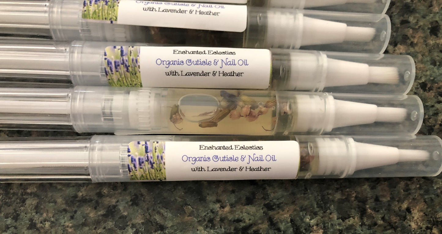 Cuticle & Nail Oil with Lavender and Heather Flowers *Organic* Free of Synthetic Fragrances * Chemical Free* Vegan Friendly