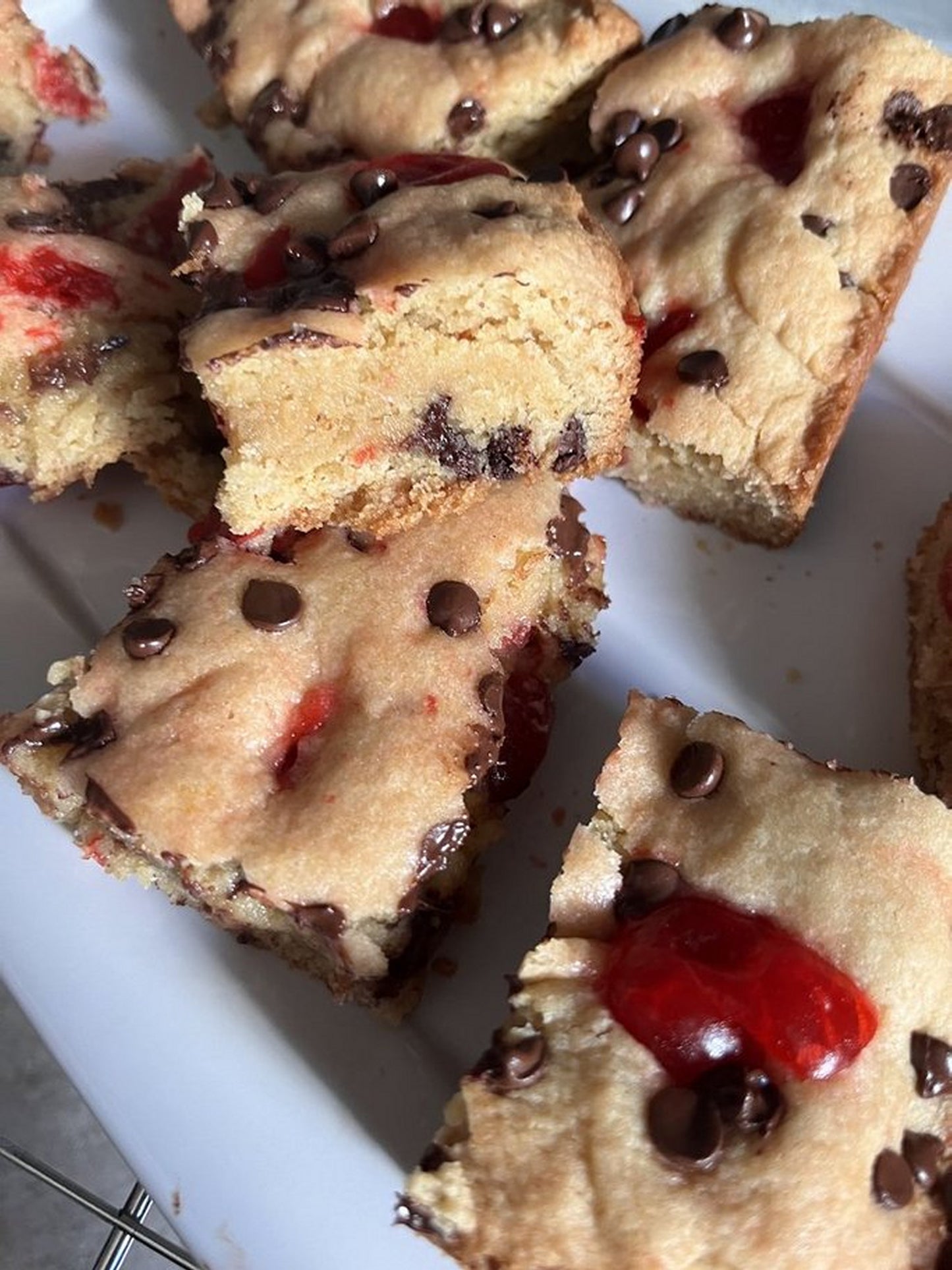 Cherry Almond Chocolate Chip Blondies