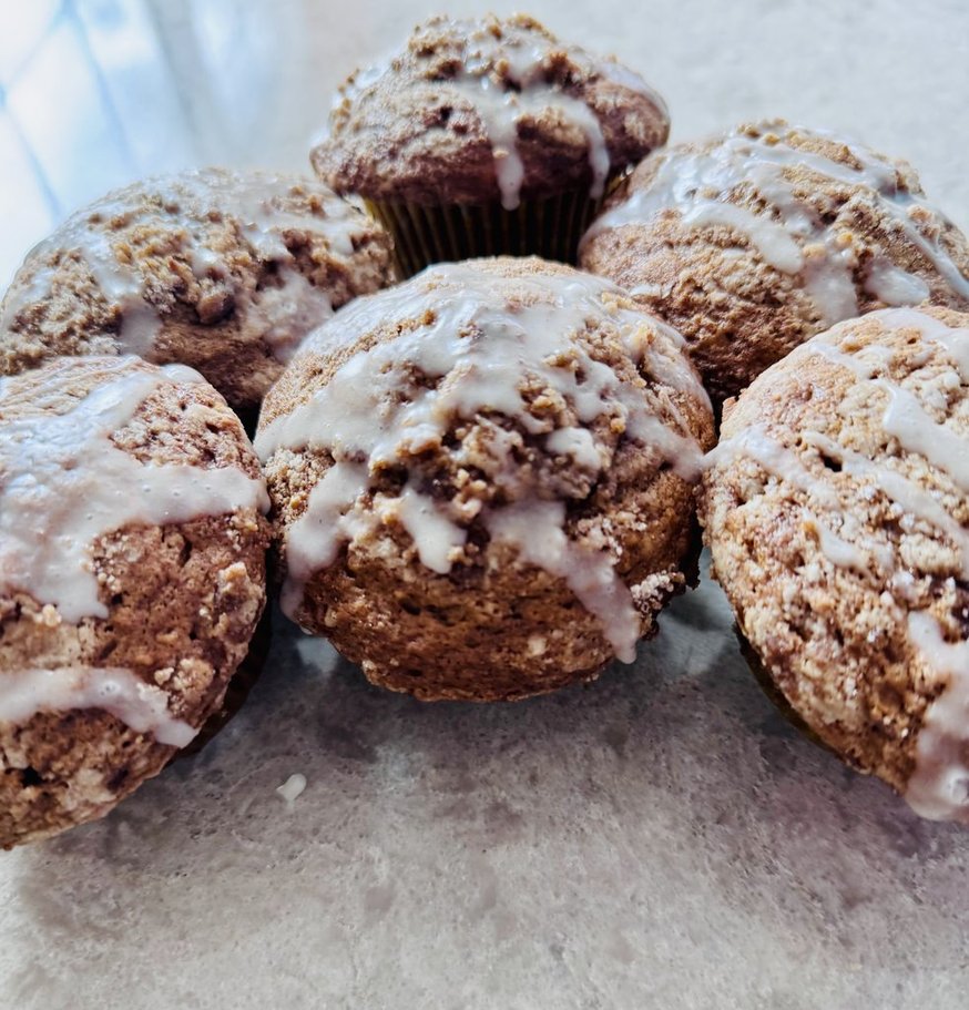 Vanilla Chai Crumb Muffins with Vanilla Cardamom Glaze