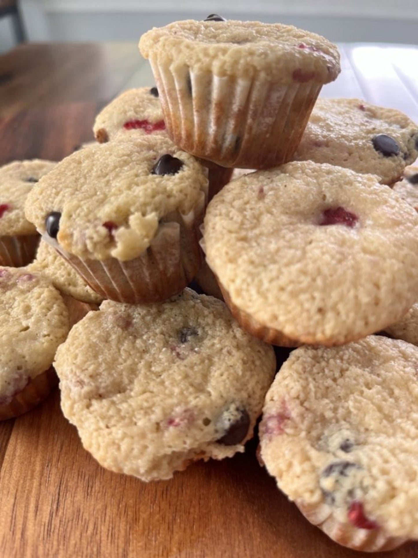 Keto Lemon Raspberry Chocolate Chip Muffins * Gluten Free * Diabetic Friendly