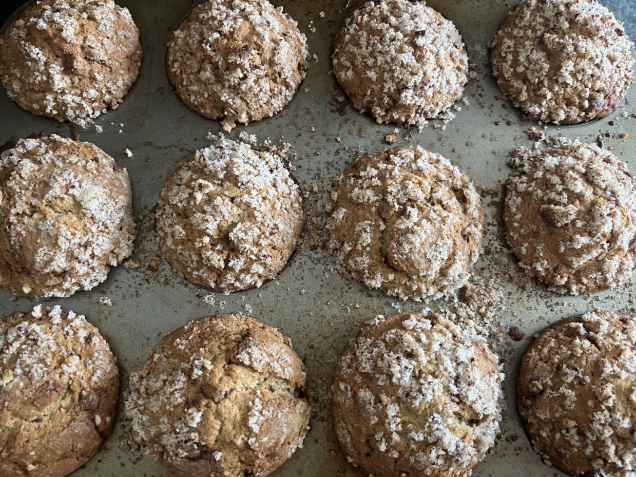 Crumb Topped Butter Pecan Muffins