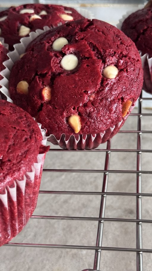 Red Velvet Muffins with Cream Cheese Flavored Chips