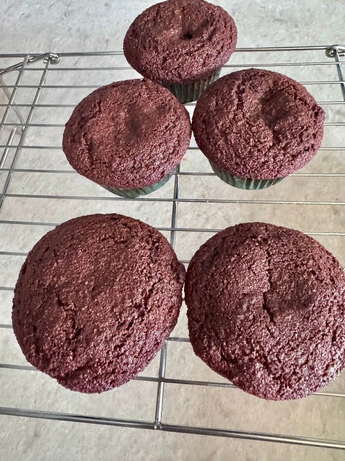 Keto Chocolate Chocolate Chip Muffins * Moist, Light & very low carbs * Also gluten free & diabetic friendly