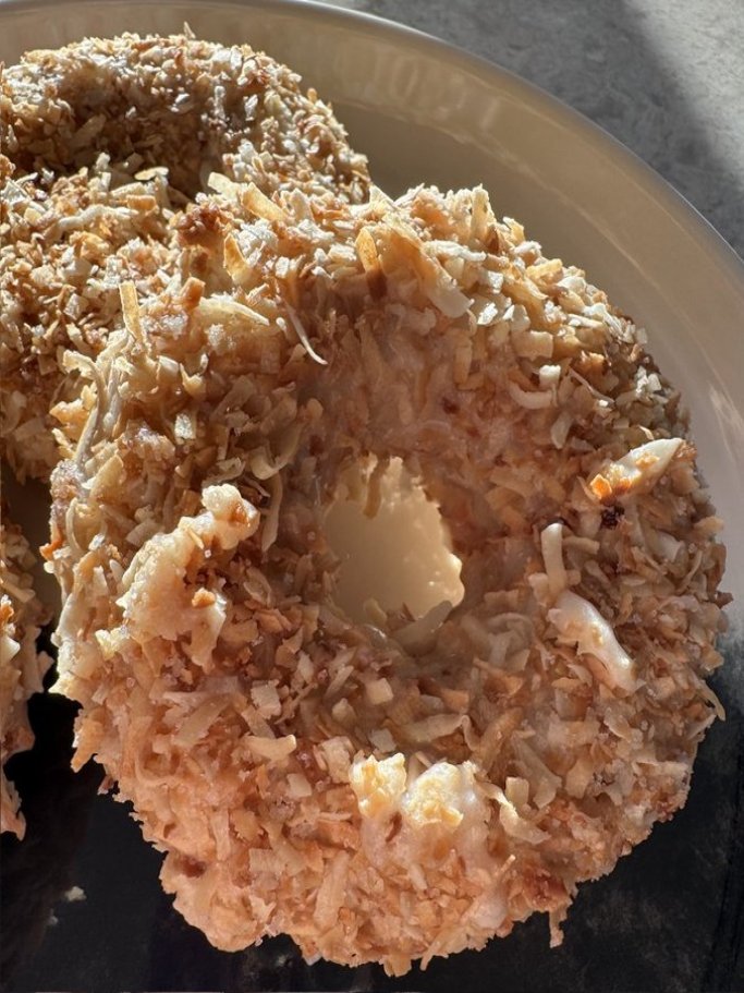 Toasted Coconut Donuts * Toasted Coconut Doughnuts * Made with Organic Ingredients