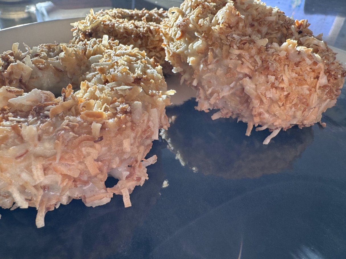 Toasted Coconut Donuts * Toasted Coconut Doughnuts * Made with Organic Ingredients