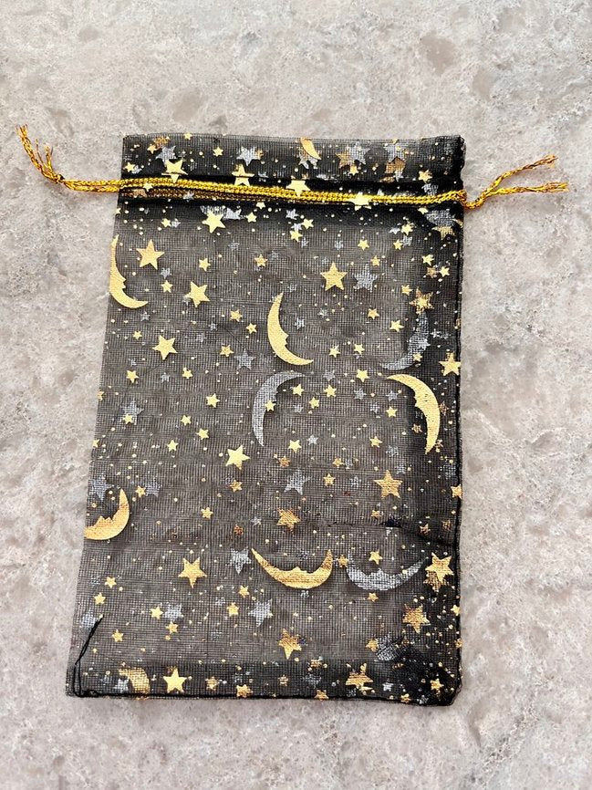 Moon & Stars Black Sheer Organza Favor Gift 4 inches by 6 inches