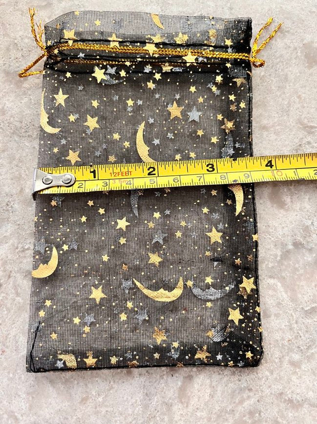 Moon & Stars Black Sheer Organza Favor Gift 4 inches by 6 inches