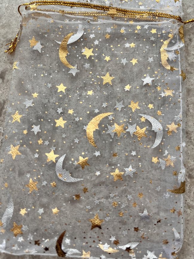 Moon & Stars White Sheer Organza Favor Gift 4 inches by 6 inches