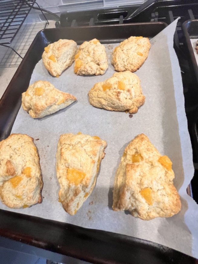 Just Peachy Scones with Vanilla Glaze *Peach Pie Scones with Vanilla Glaze