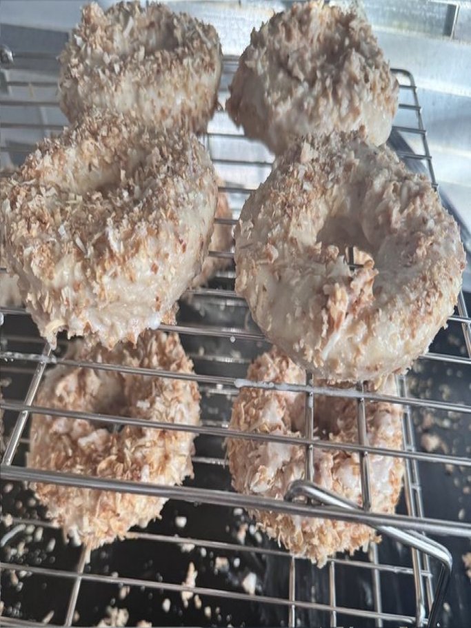Toasted Coconut Donuts * Toasted Coconut Doughnuts * Made with Organic Ingredients