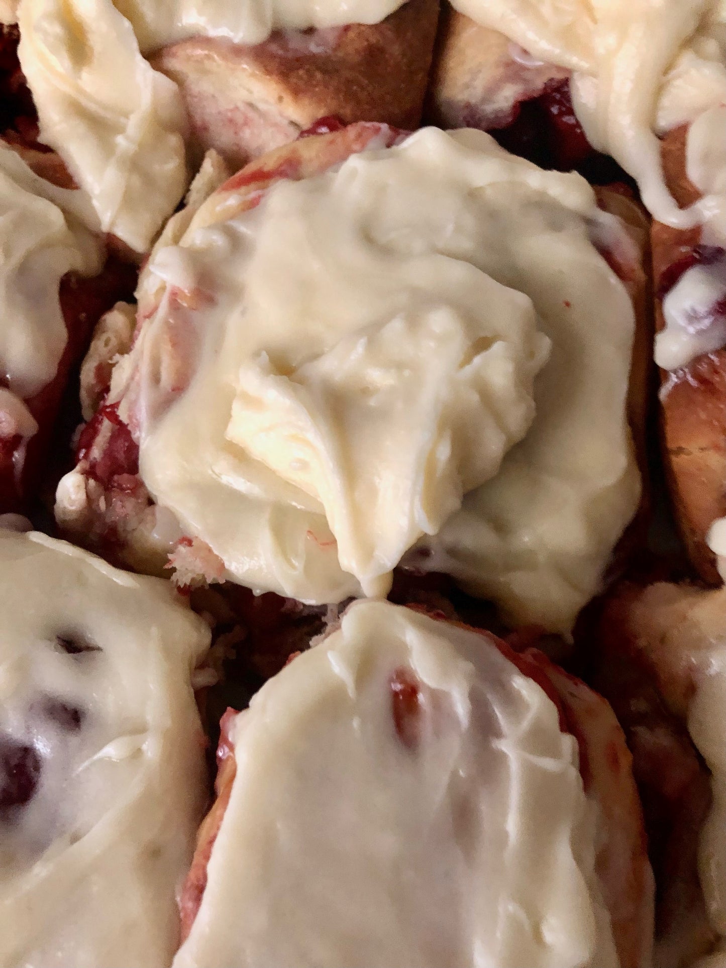 Jumbo Strawberry Filled Sweet Buns with Cream Cheese Frosting