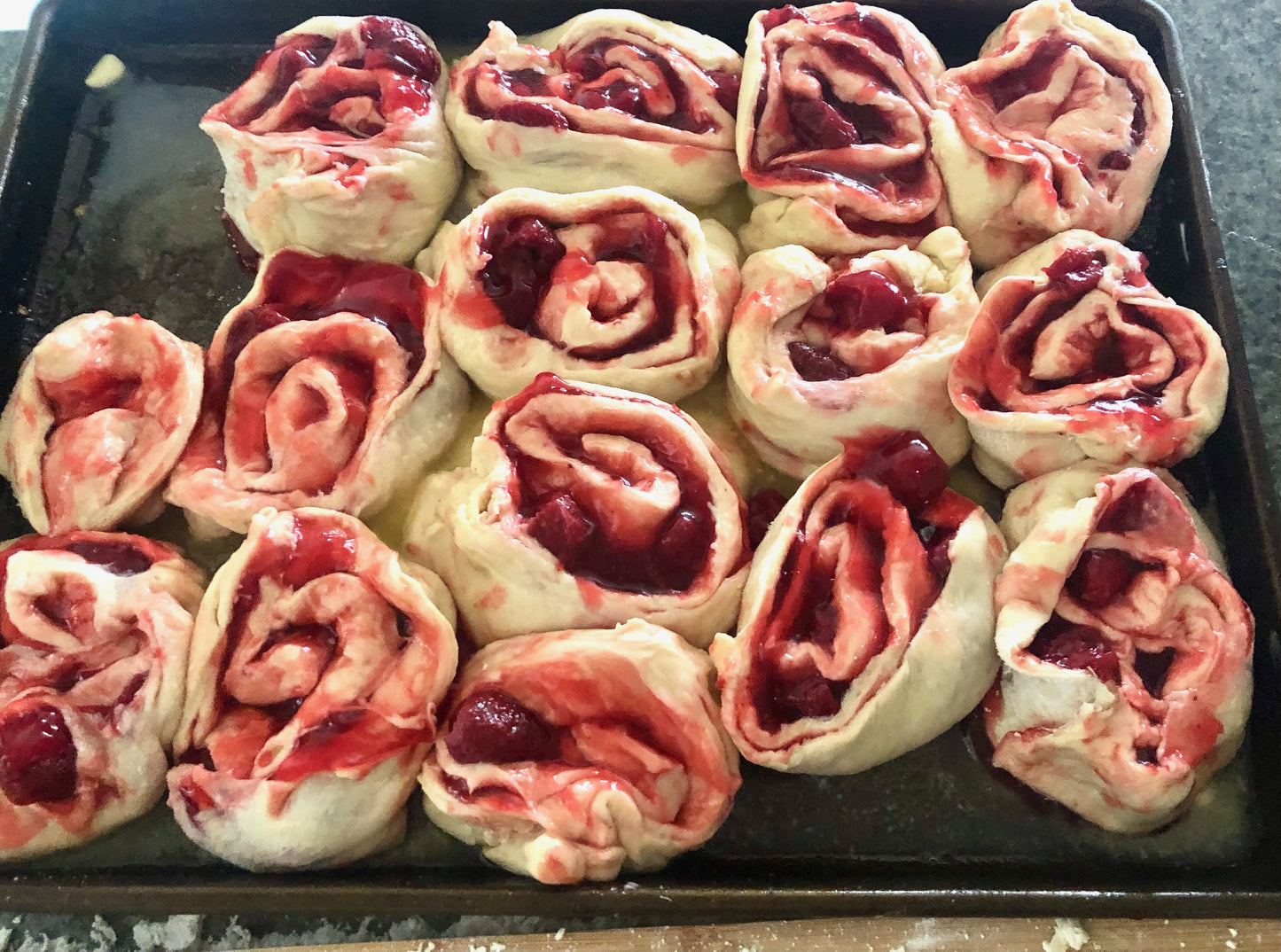 Jumbo Strawberry Filled Sweet Buns with Cream Cheese Frosting
