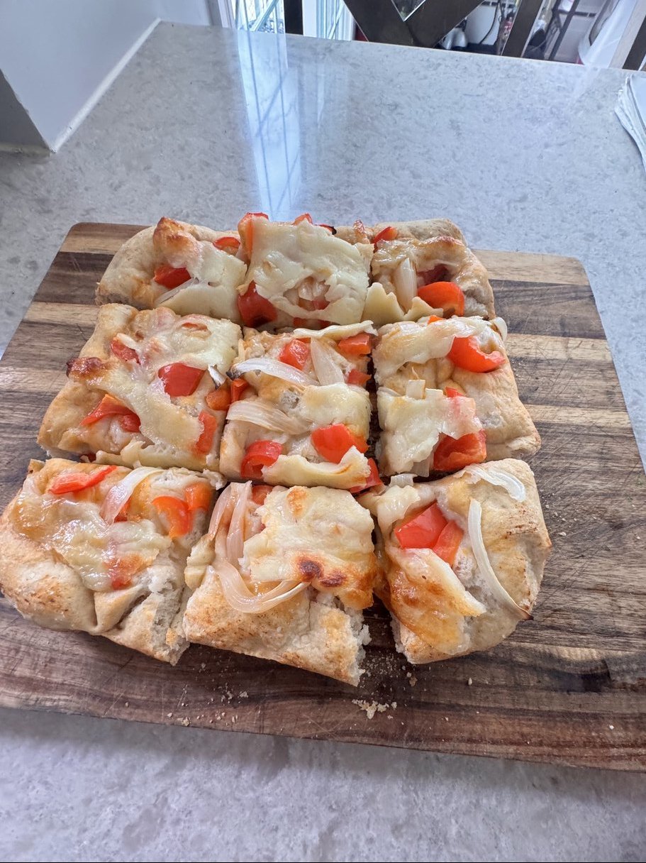 Onions, Peppers & Mozzarella Focaccia Bread