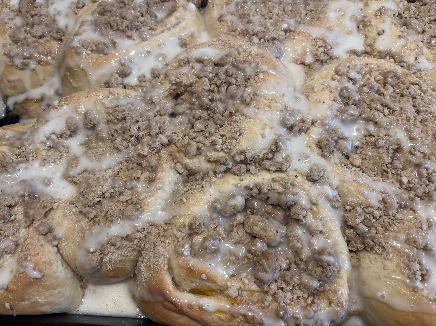 Cinnamon Streusel Topped Jumbo Peach Buns