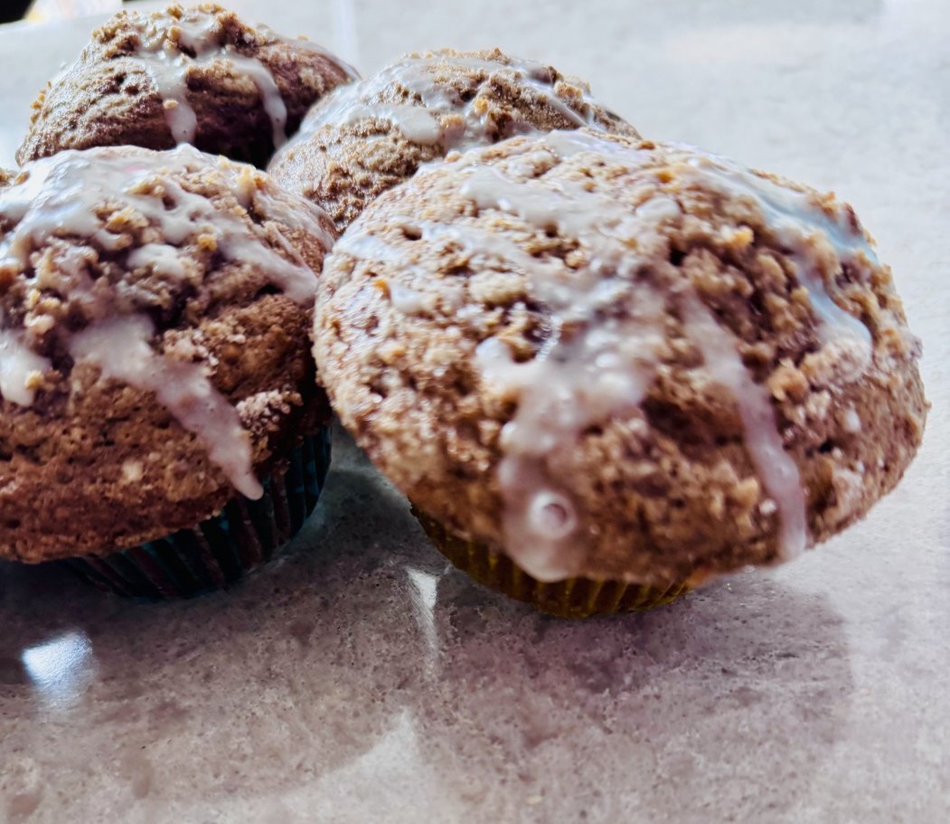 Vanilla Chai Crumb Muffins with Vanilla Cardamom Glaze