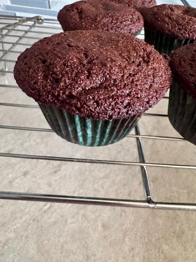 Keto Chocolate Chocolate Chip Muffins * Moist, Light & very low carbs * Also gluten free & diabetic friendly