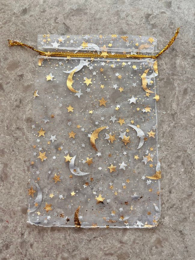 Moon & Stars White Sheer Organza Favor Gift 4 inches by 6 inches