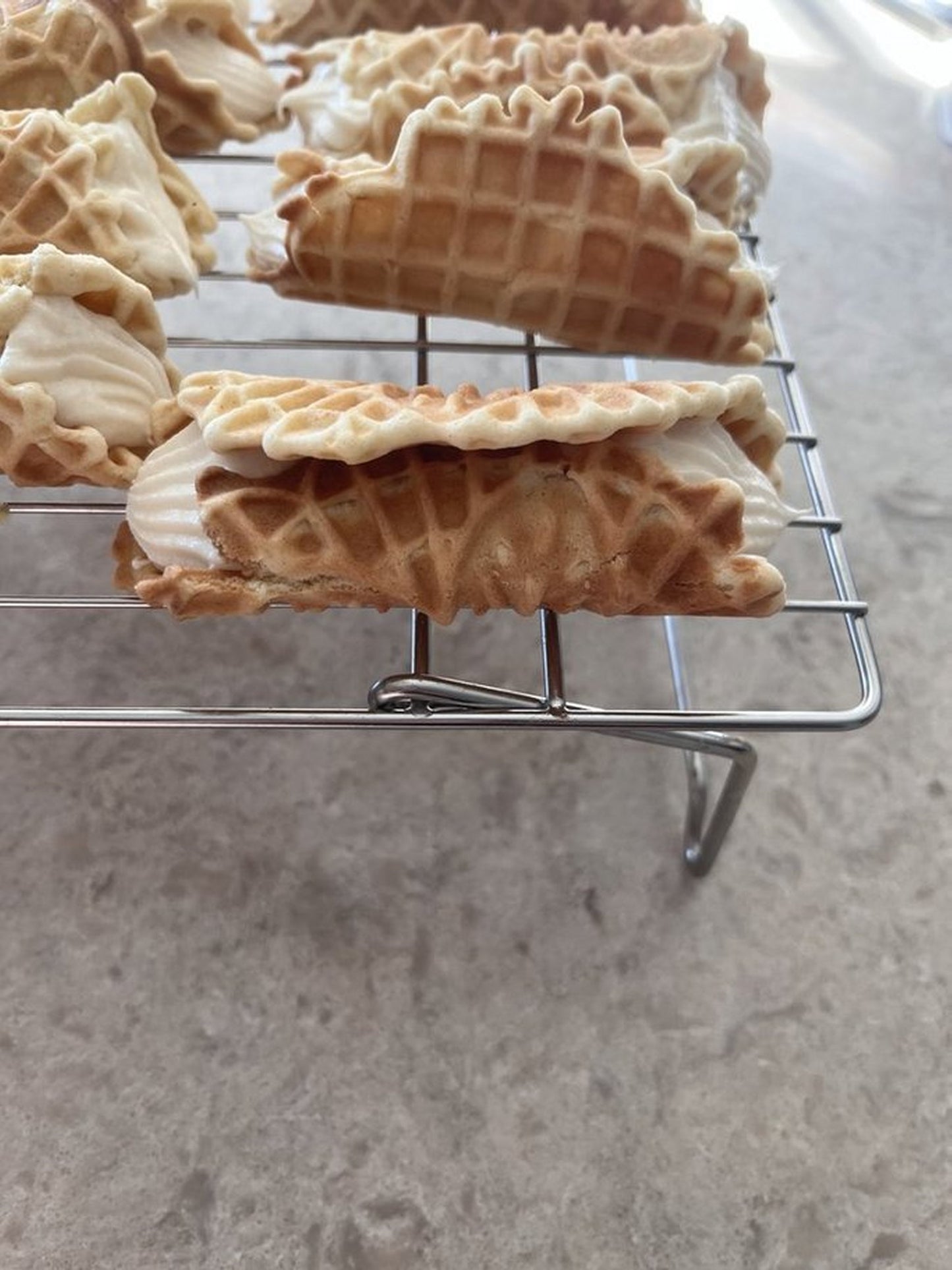 Vanilla Cream Filled Pizzelle Cookies + Italian Pizzelle  filled with Vanilla Cream - Cannoli Style Pizzelle w/Vanilla Cream