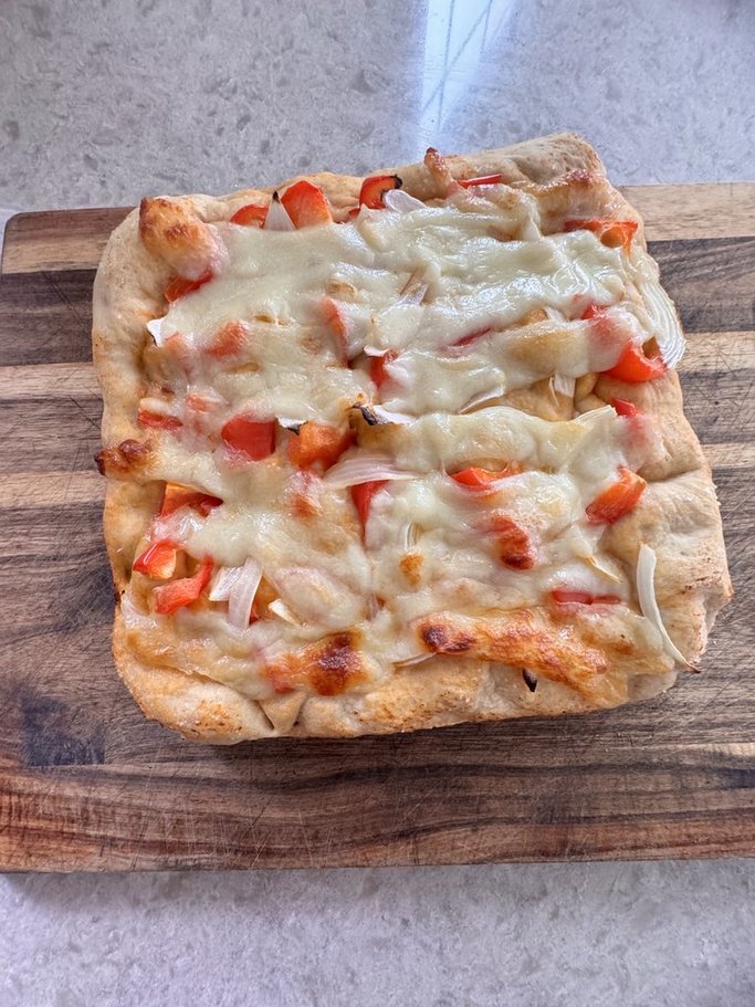 Onions, Peppers & Mozzarella Focaccia Bread