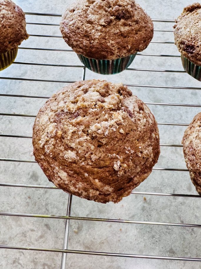 Vanilla Chai Crumb Muffins with Vanilla Cardamom Glaze