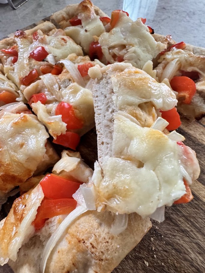 Onions, Peppers & Mozzarella Focaccia Bread