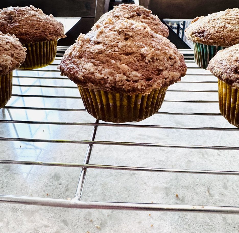 Vanilla Chai Crumb Muffins with Vanilla Cardamom Glaze