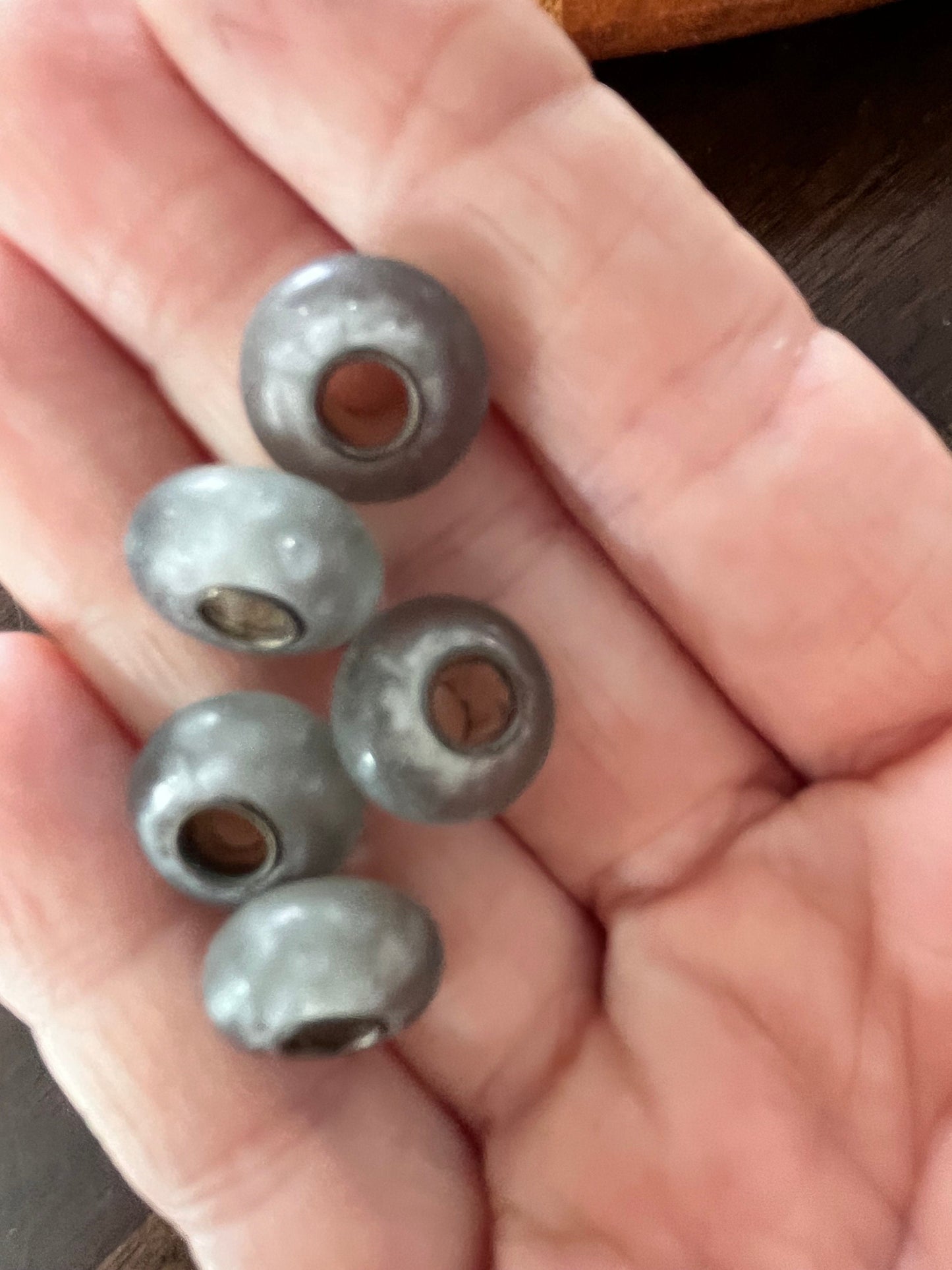 Rain Cloud Gray Murano Glass Beads - set of 5 * Mothers Day Place Order By May 1