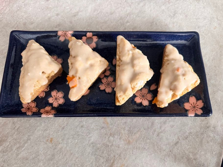 Just Peachy Scones with Vanilla Glaze *Peach Pie Scones with Vanilla Glaze