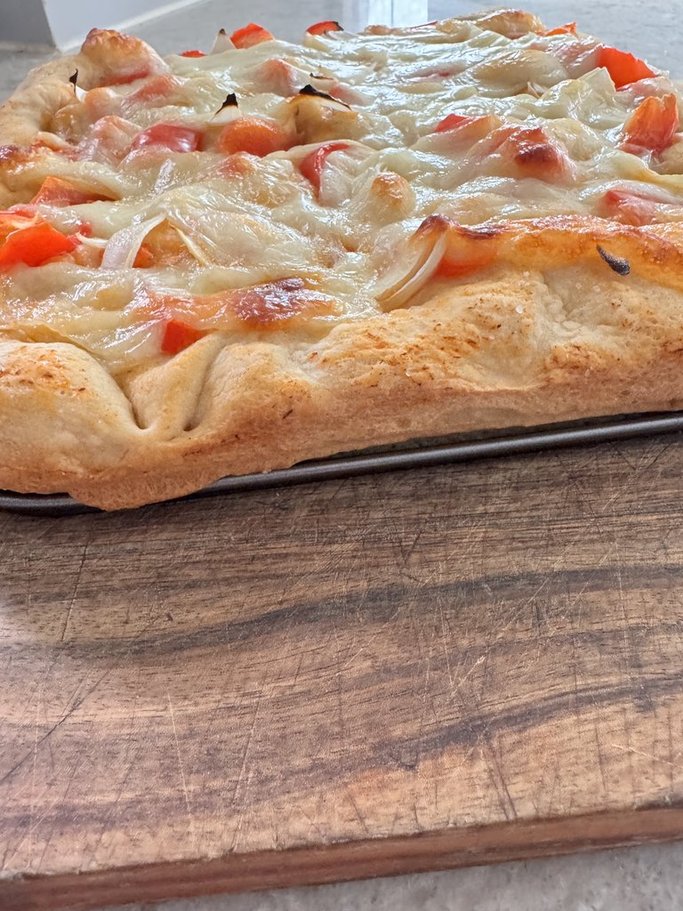 Onions, Peppers & Mozzarella Focaccia Bread