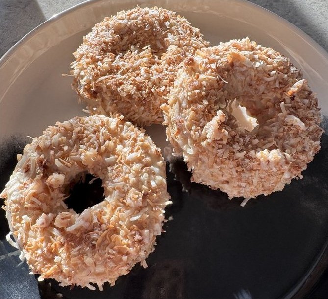 Toasted Coconut Donuts * Toasted Coconut Doughnuts * Made with Organic Ingredients