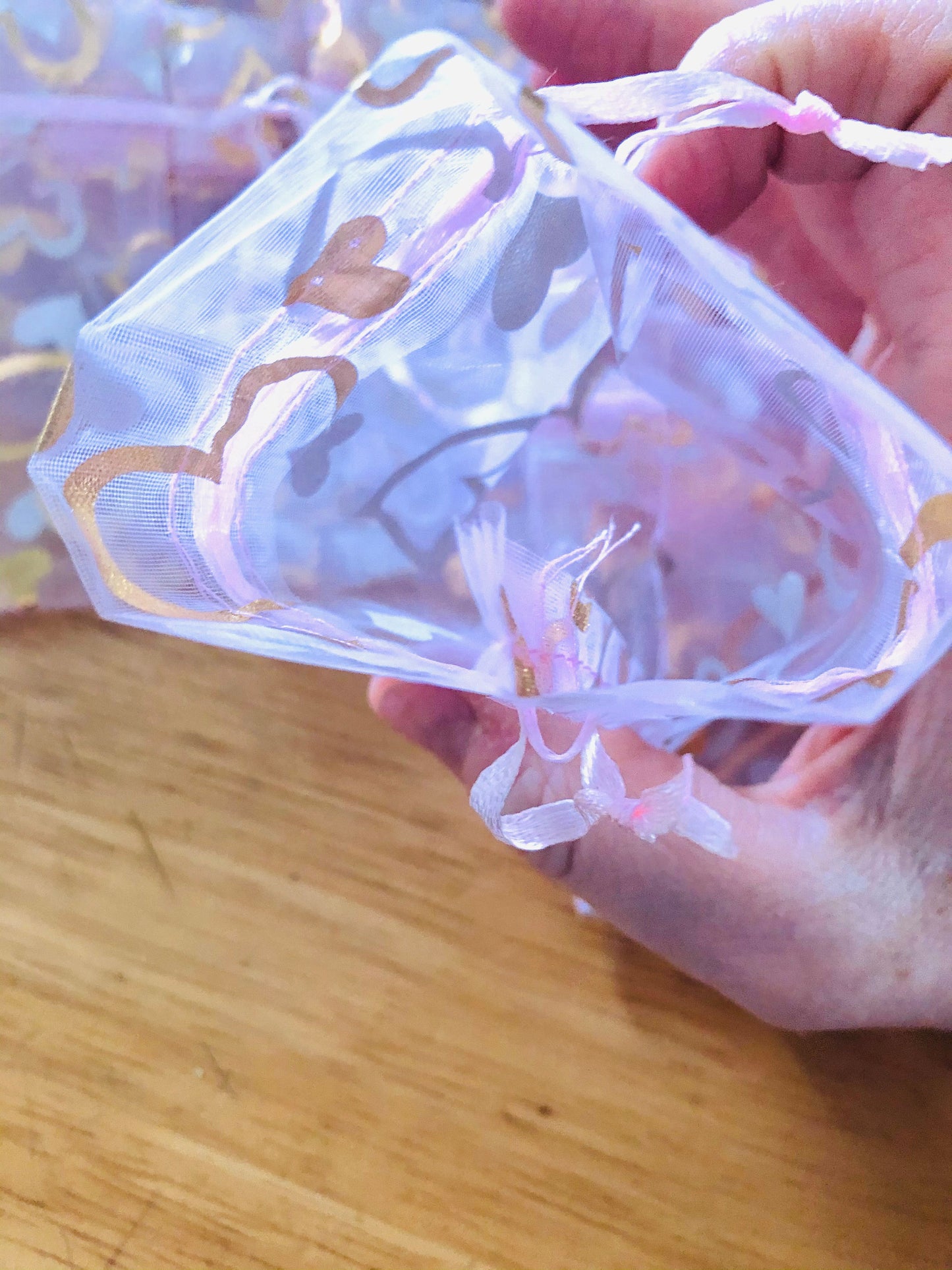 Sheer Pink Drawstring Heart Organza Favor Gift Bags *Bridal Showers*Weddings * Valentines Day  * Birthday Parties *Mother's Day*