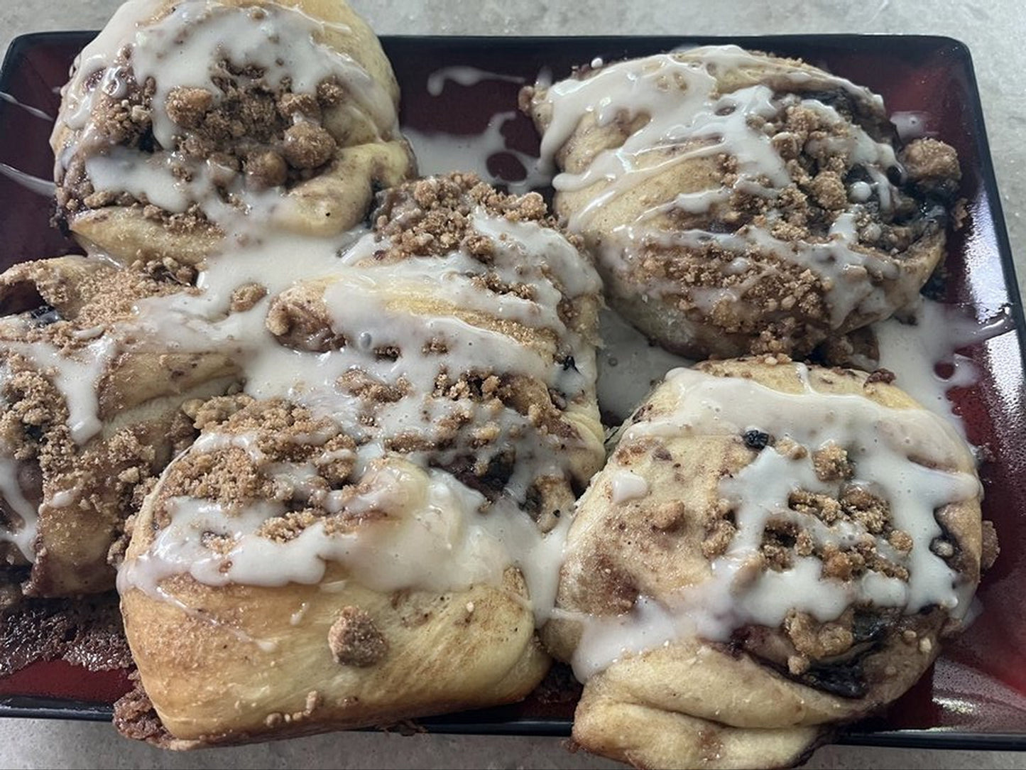 Blueberry Buns with Cinnamon Streusel & Vanilla Icing