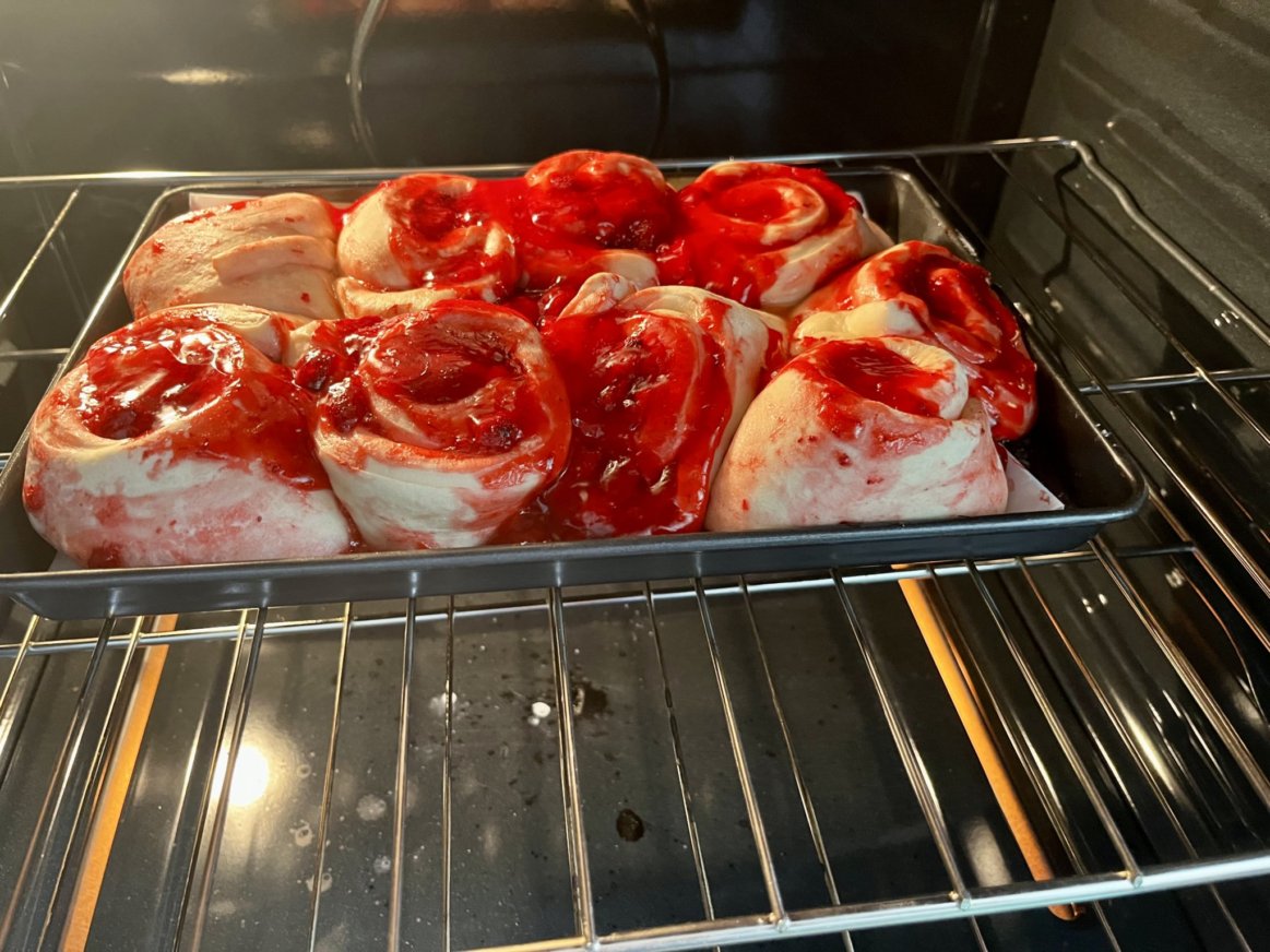 Jumbo Strawberry Filled Sweet Buns with Cream Cheese Frosting