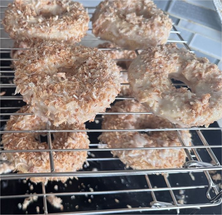 Toasted Coconut Donuts * Toasted Coconut Doughnuts * Made with Organic Ingredients