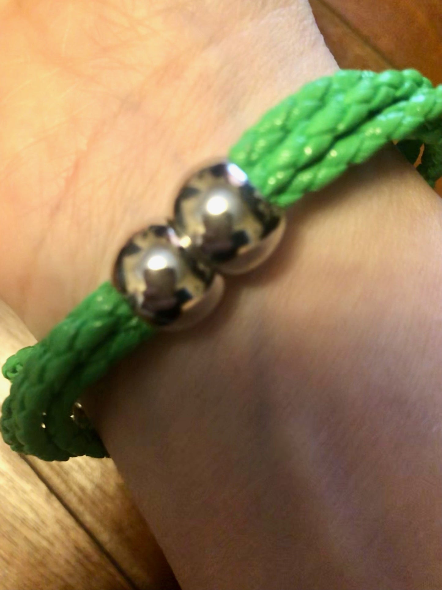 Green Rope Bracelet * 5 strand Rope Bracelet with Murano Glass Beads & Crystal