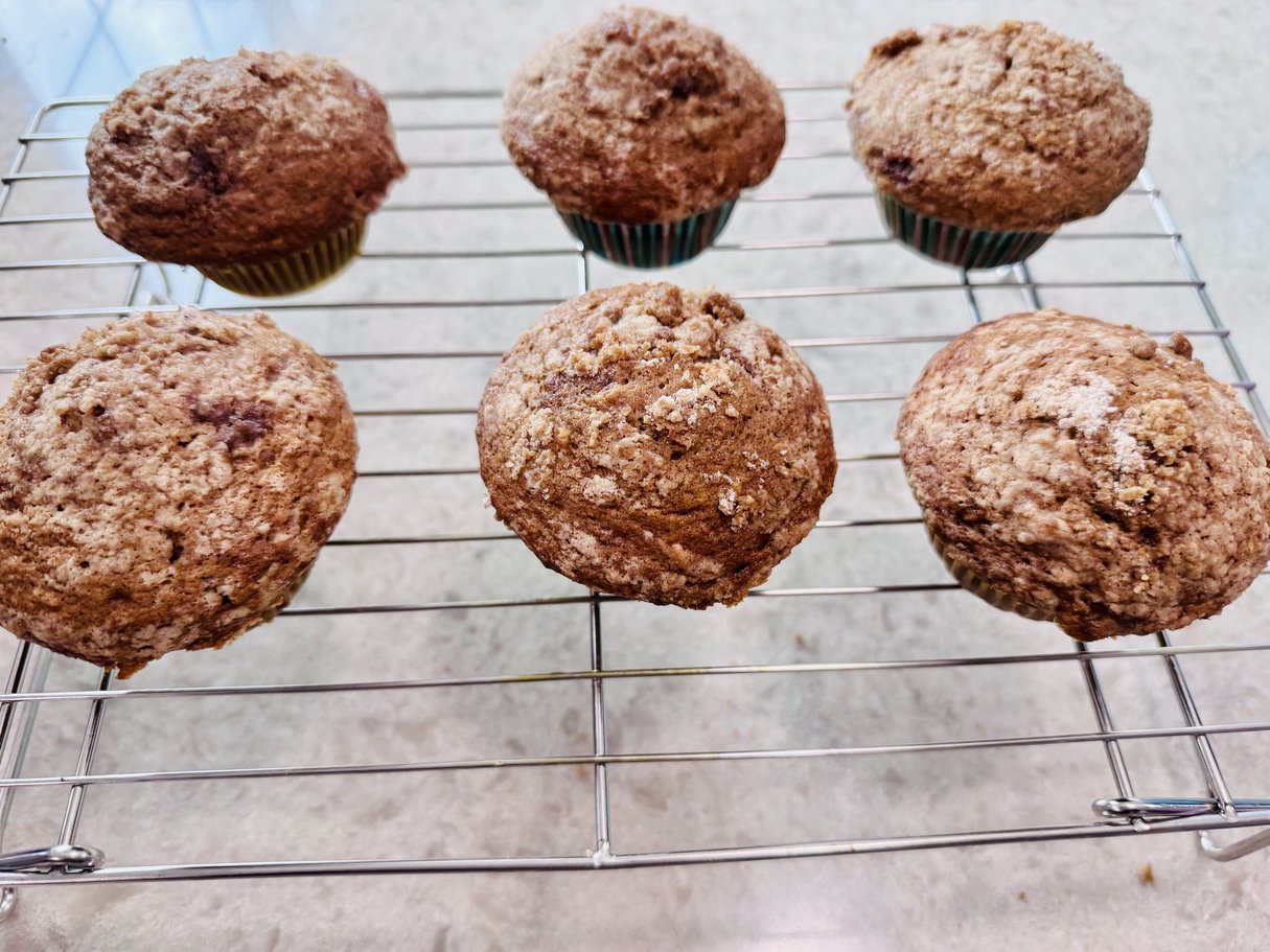 Vanilla Chai Crumb Muffins with Vanilla Cardamom Glaze