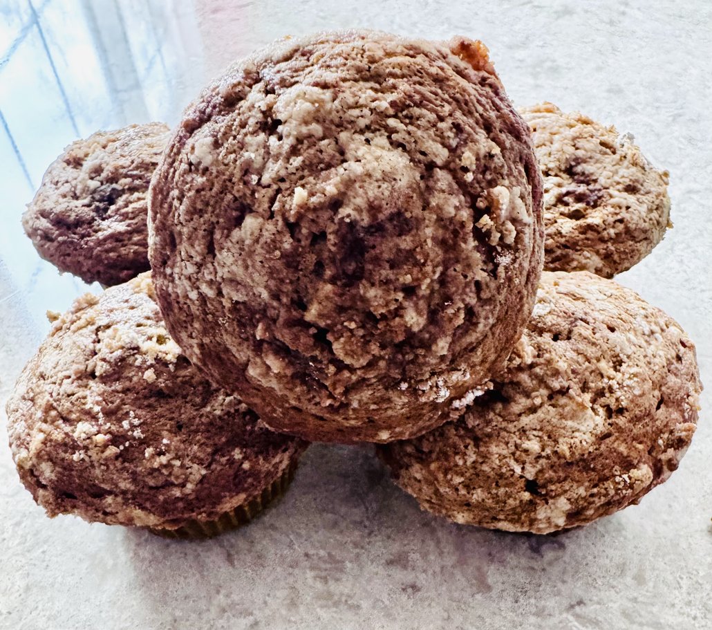 Vanilla Chai Crumb Muffins with Vanilla Cardamom Glaze