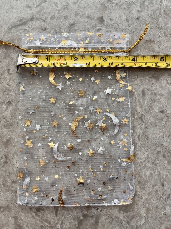 Moon & Stars White Sheer Organza Favor Gift 4 inches by 6 inches