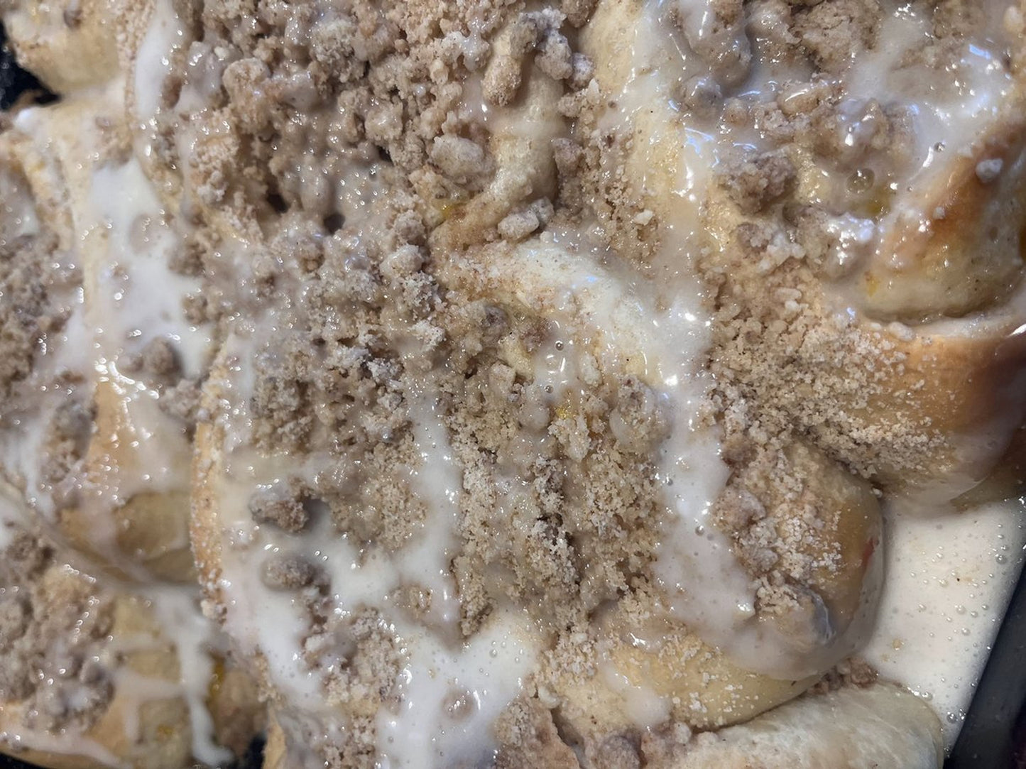 Cinnamon Streusel Topped Jumbo Peach Buns